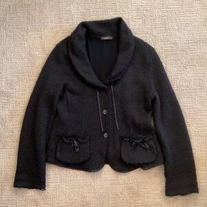 ♣️💕Sandwich Anthropologie Black Wool Blend Cardigan Sweater Jacket Bows M/L